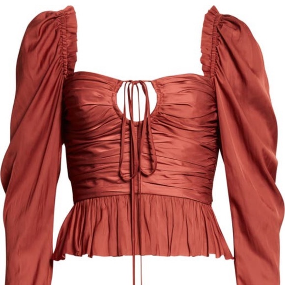 Ulla Johnson Tops - ULLA JOHNSON Mirelle ruched satin halterneck top NWT Size 4 Dessert Rose $395